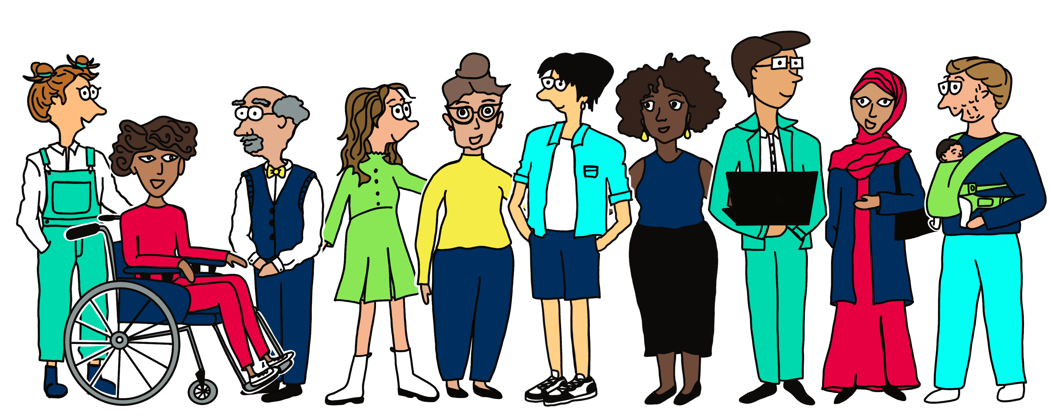 A diverse group of people are engaged in conversation